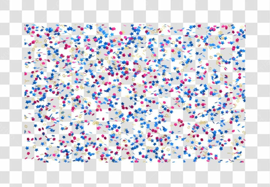 PNG Confeito Estrelas Azul Rosa Dourado Fundo Transparente