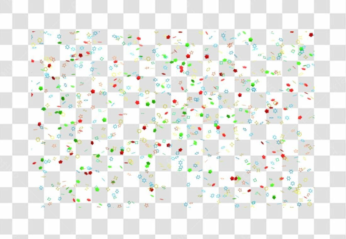 Fundo PNG com confetes coloridos e fundo transparente