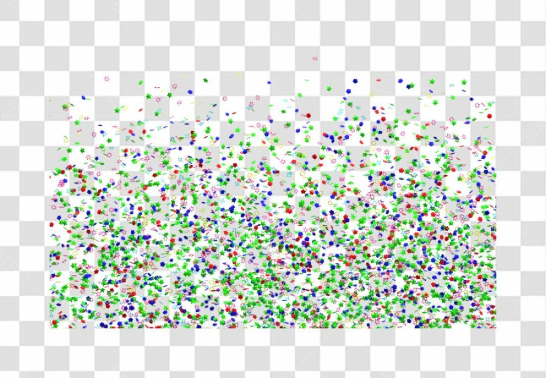 Fundo PNG com confete colorido e fundo transparente