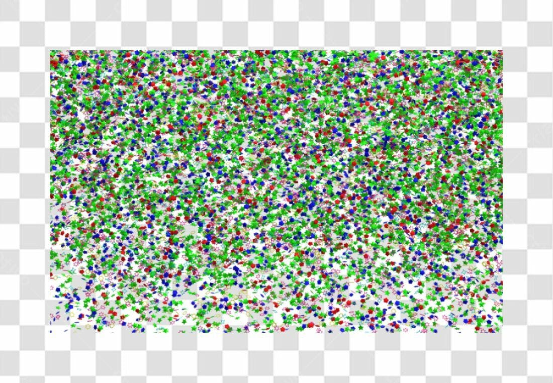 Fundo PNG com Confetes Vermelho Verde e Azul com fundo transparente
