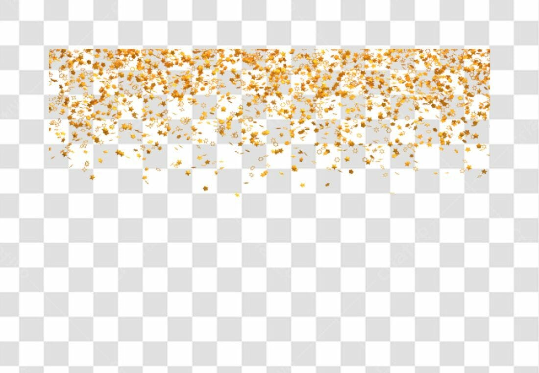 Banner de Confetes Dourados PNG com fundo transparente