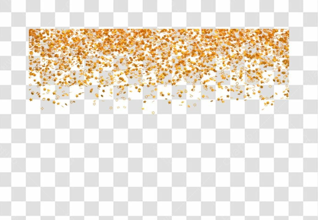 Banner Confetes Dourados PNG com fundo transparente