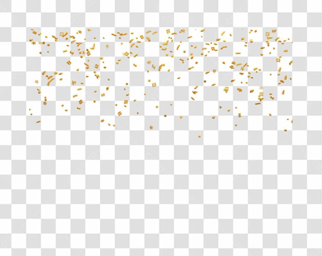 Decoração de Convite com Confetes Dourados PNG com fundo transparente