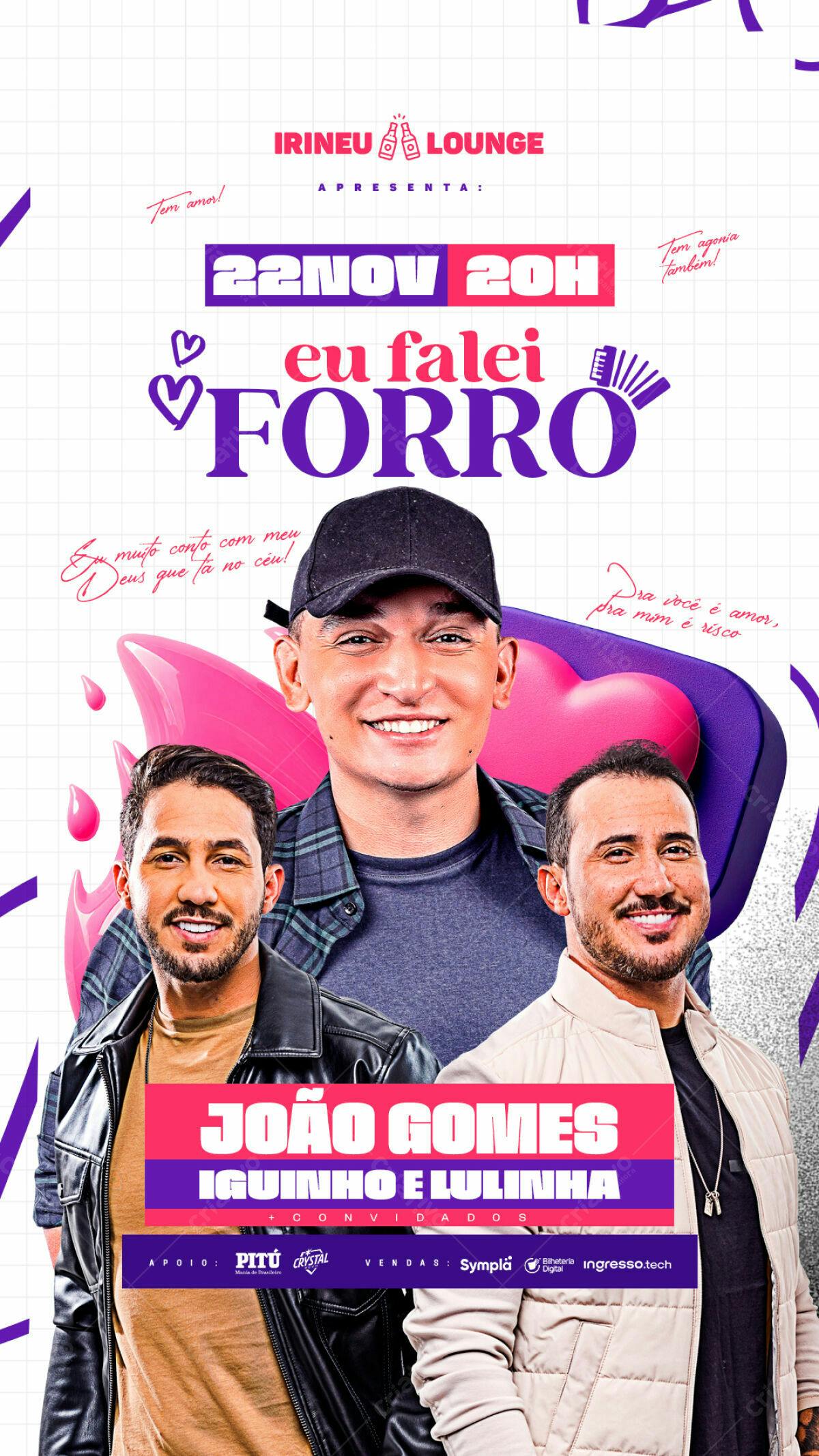 Flyer para Show João Gomes, Iguinhu e Lulinha PSD Editável