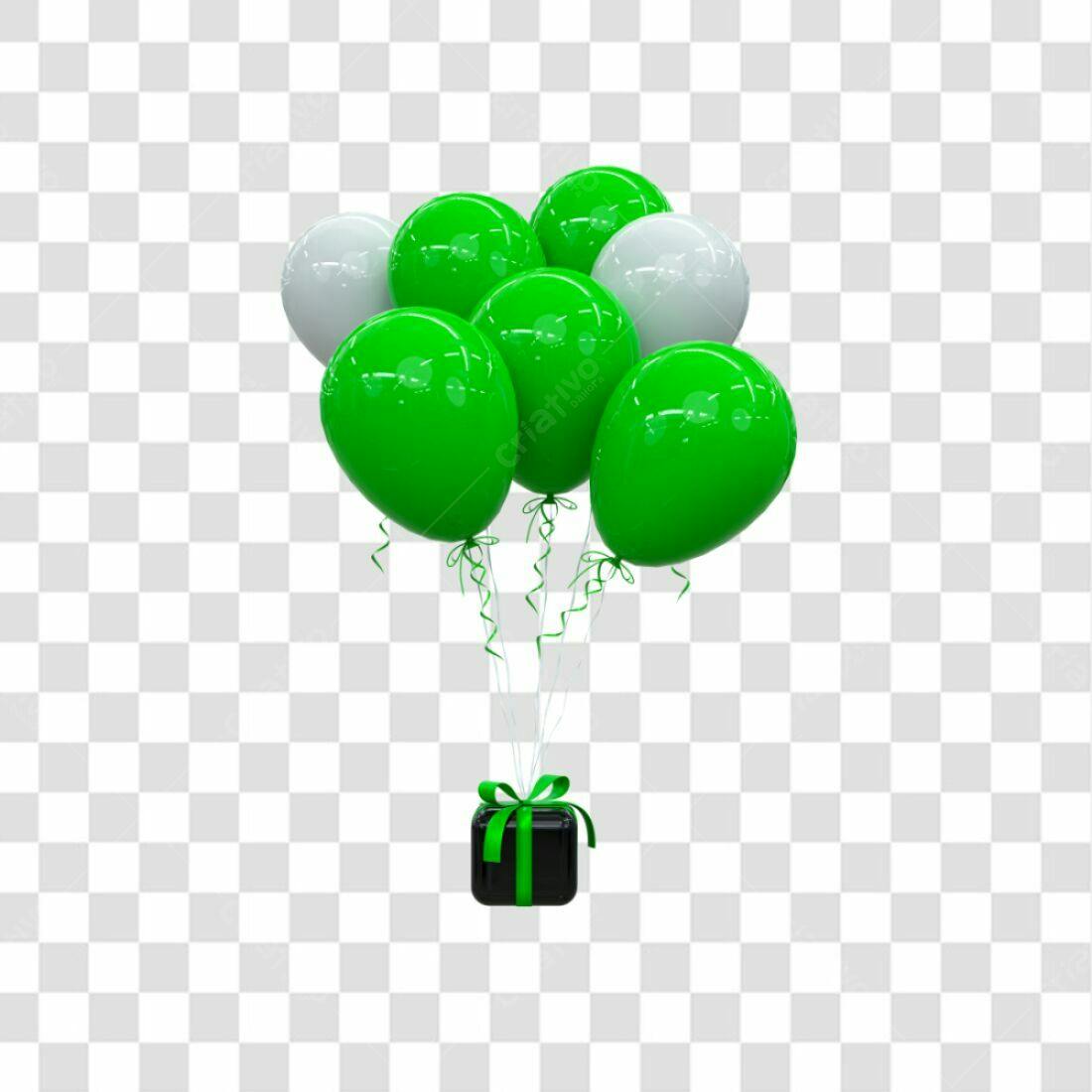 Icone Festa Balões Verde e Branco PNG com fundo transparente