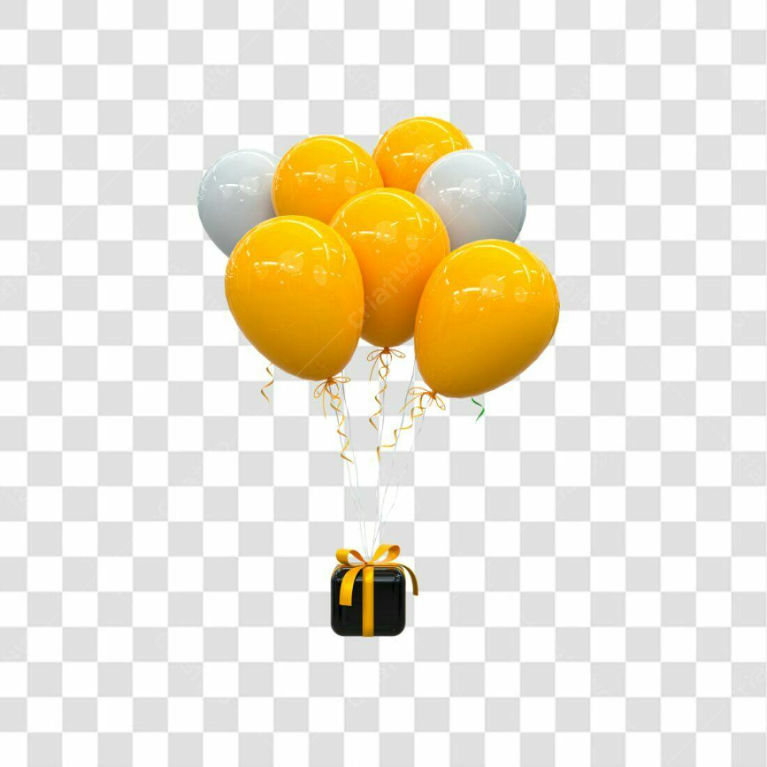 Icone Festa Balões Amarelos e Brancos PNG com fundo transparente