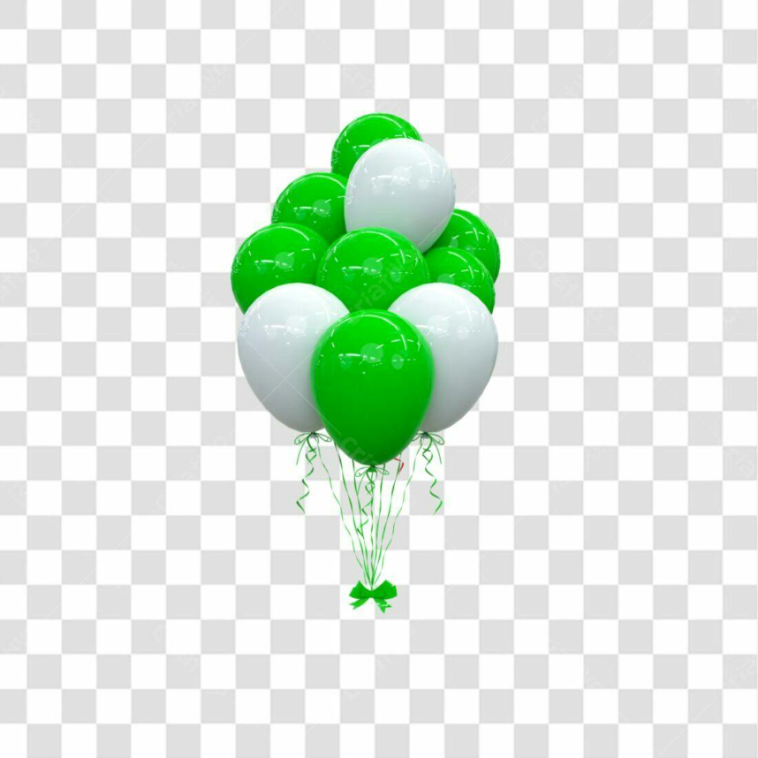 Icone Festa Balões Verde e Branco PNG com fundo transparente