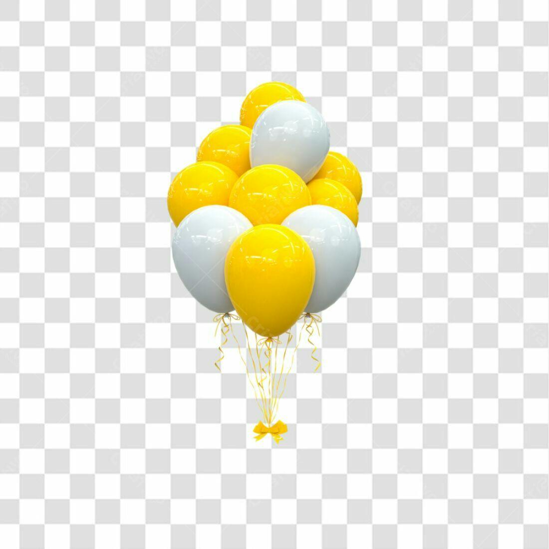 Icone Festa Balões Amarelo e Branco PNG com fundo transparente
