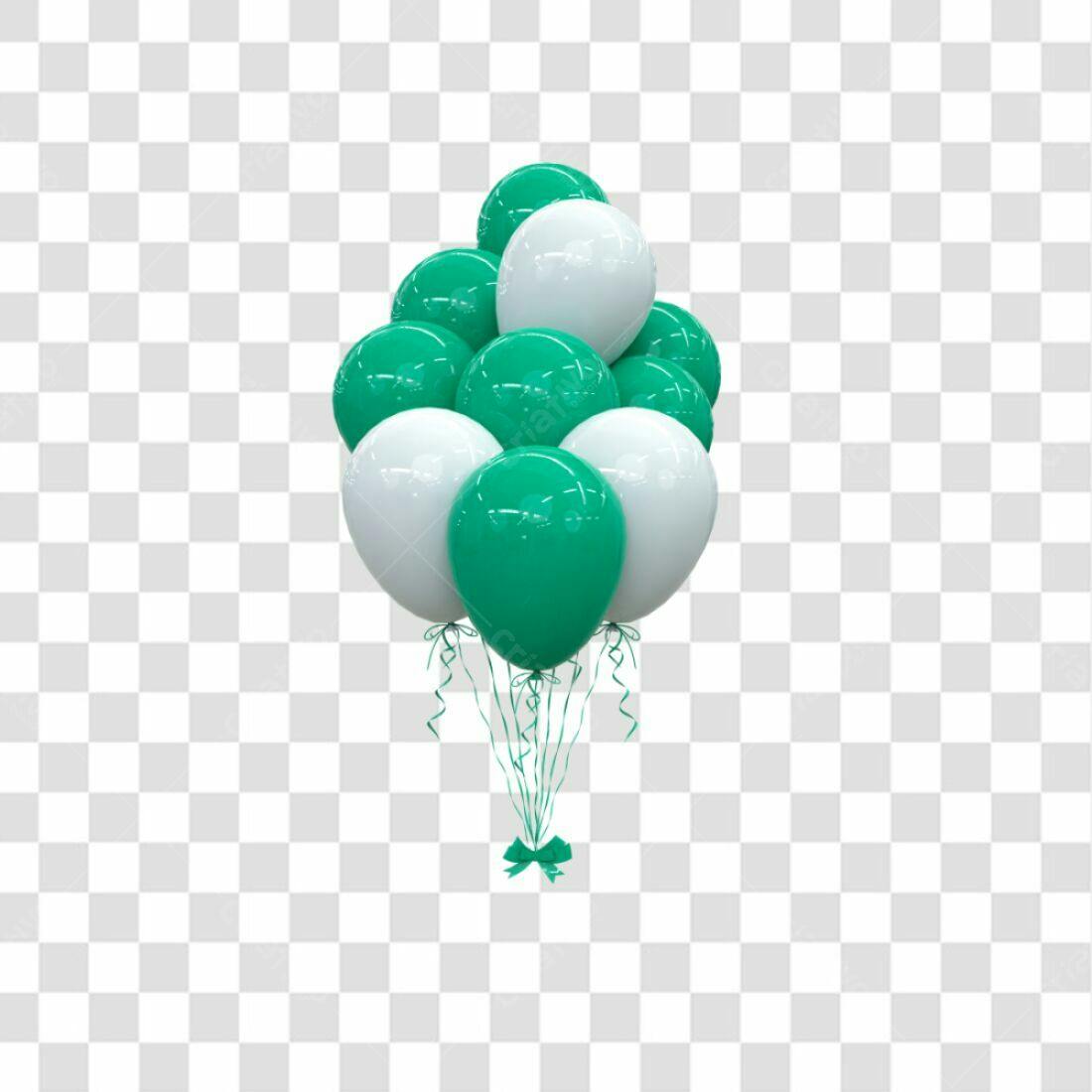 Icone Festa Balões Verde e Branco PNG com fundo transparente