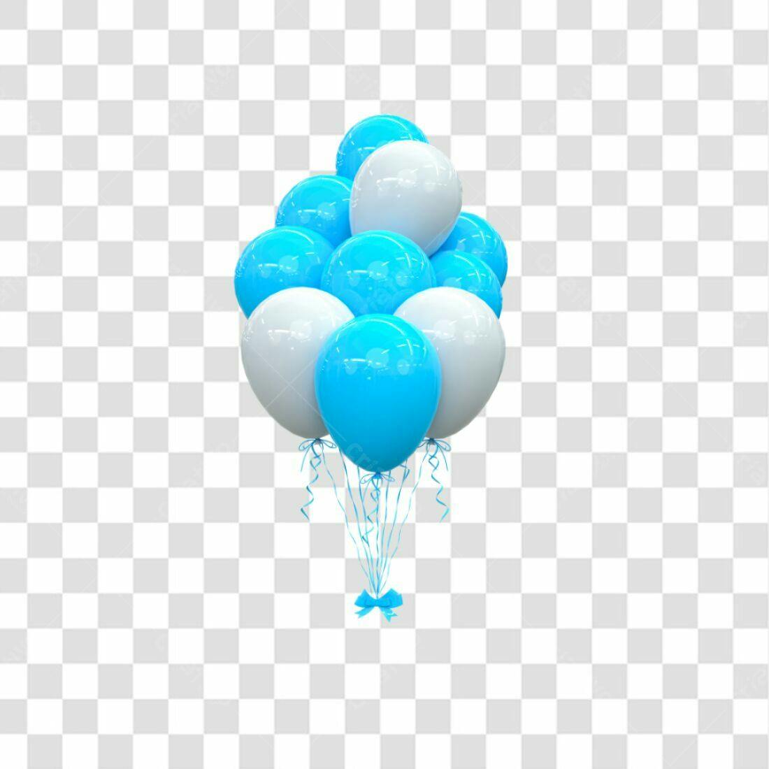 Icone Festa Balões Azul e Branco PNG com fundo transparente