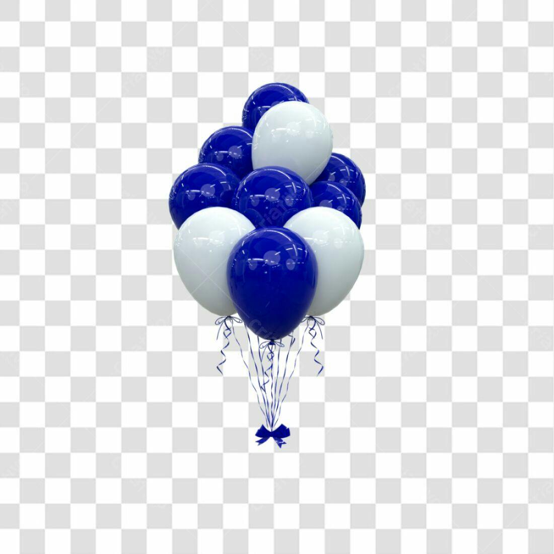 Icone Festa Balões Azul e Branco PNG com fundo transparente