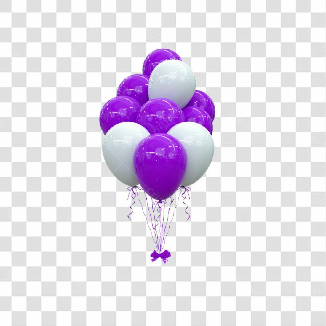 Icone Festa Balões Roxo e Branco PNG com fundo transparente