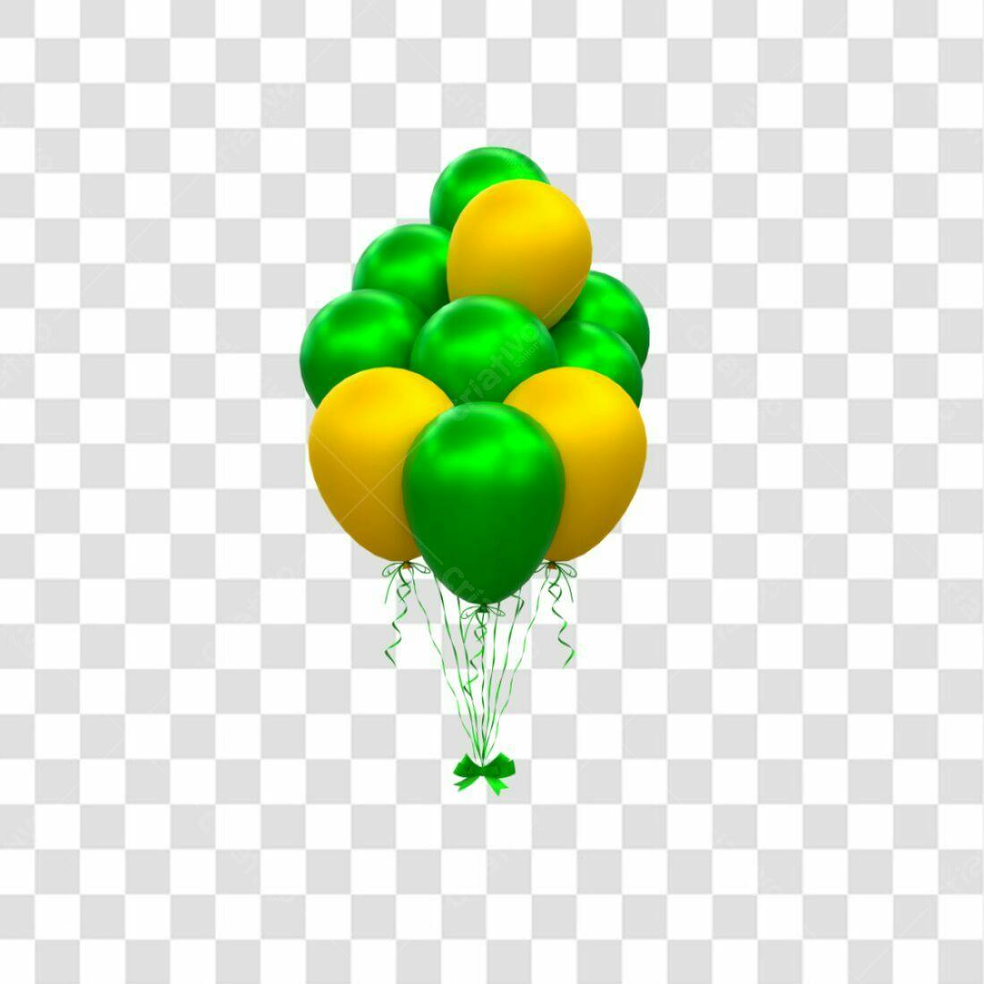 Icone Festa Balões Verde e Amarelo PNG com fundo transparente
