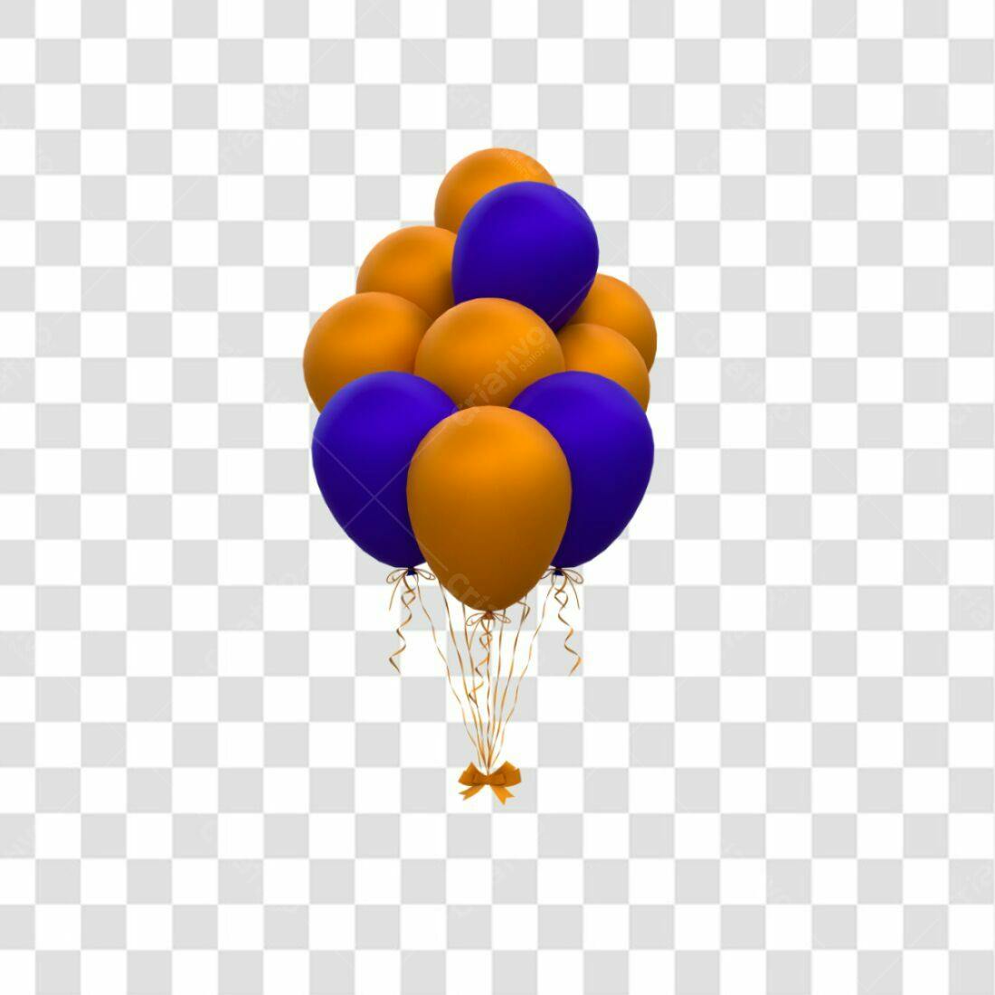 Icone Festa Balões Laranja e Roxo PNG com fundo transparente