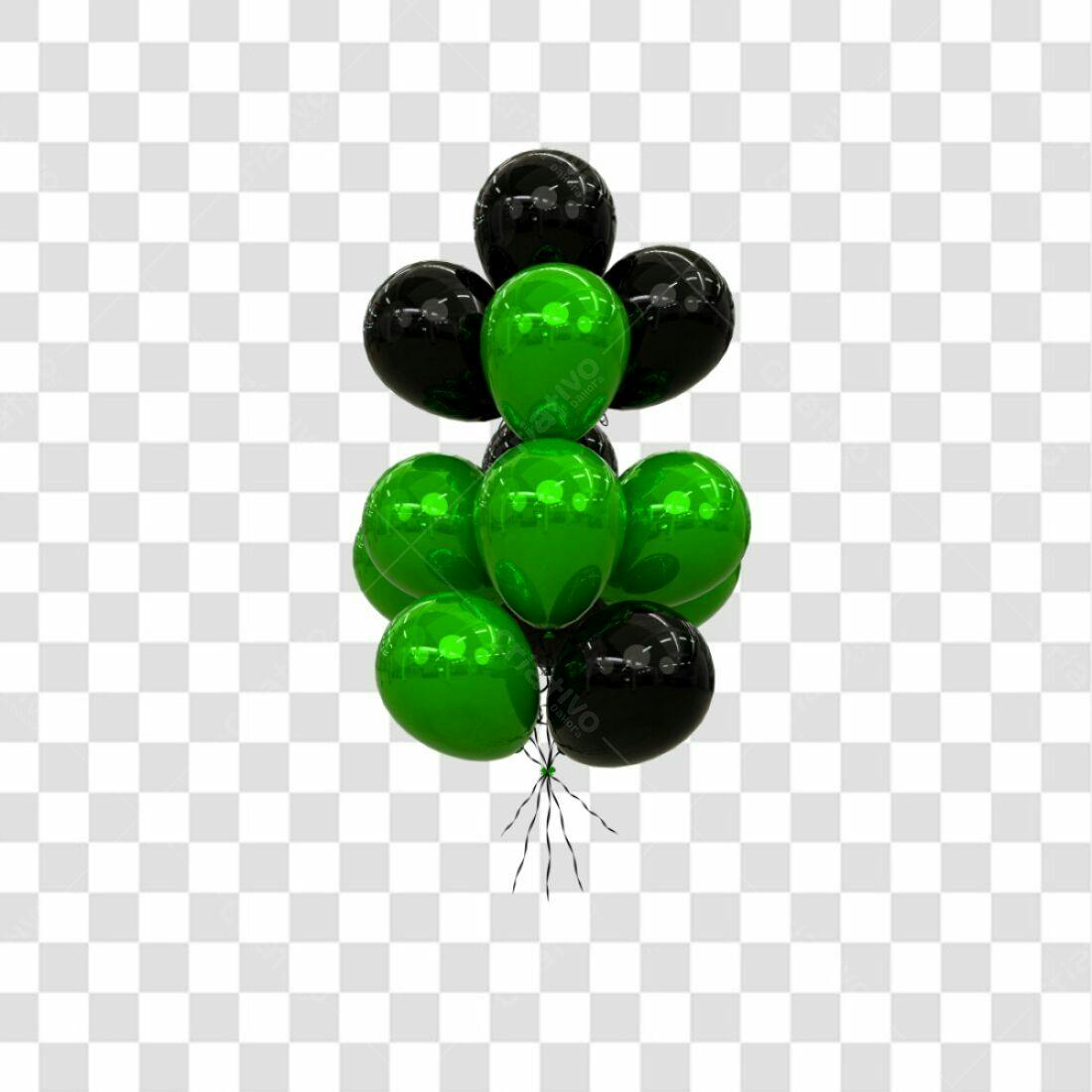 Icone Balões Verde e Preto PNG com fundo transparente