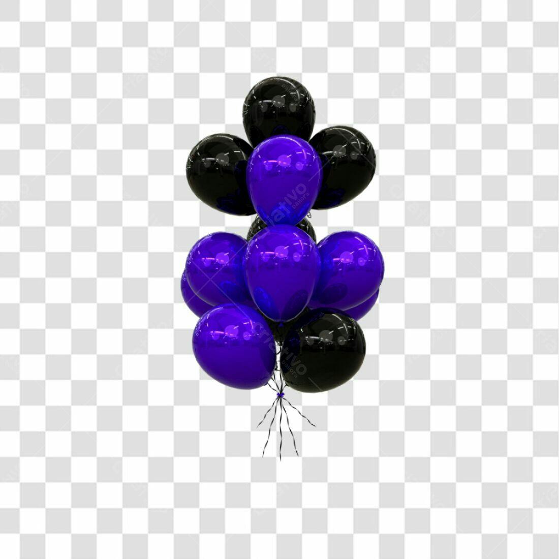 Icone Festa Balões Roxo e Preto PNG com fundo transparente