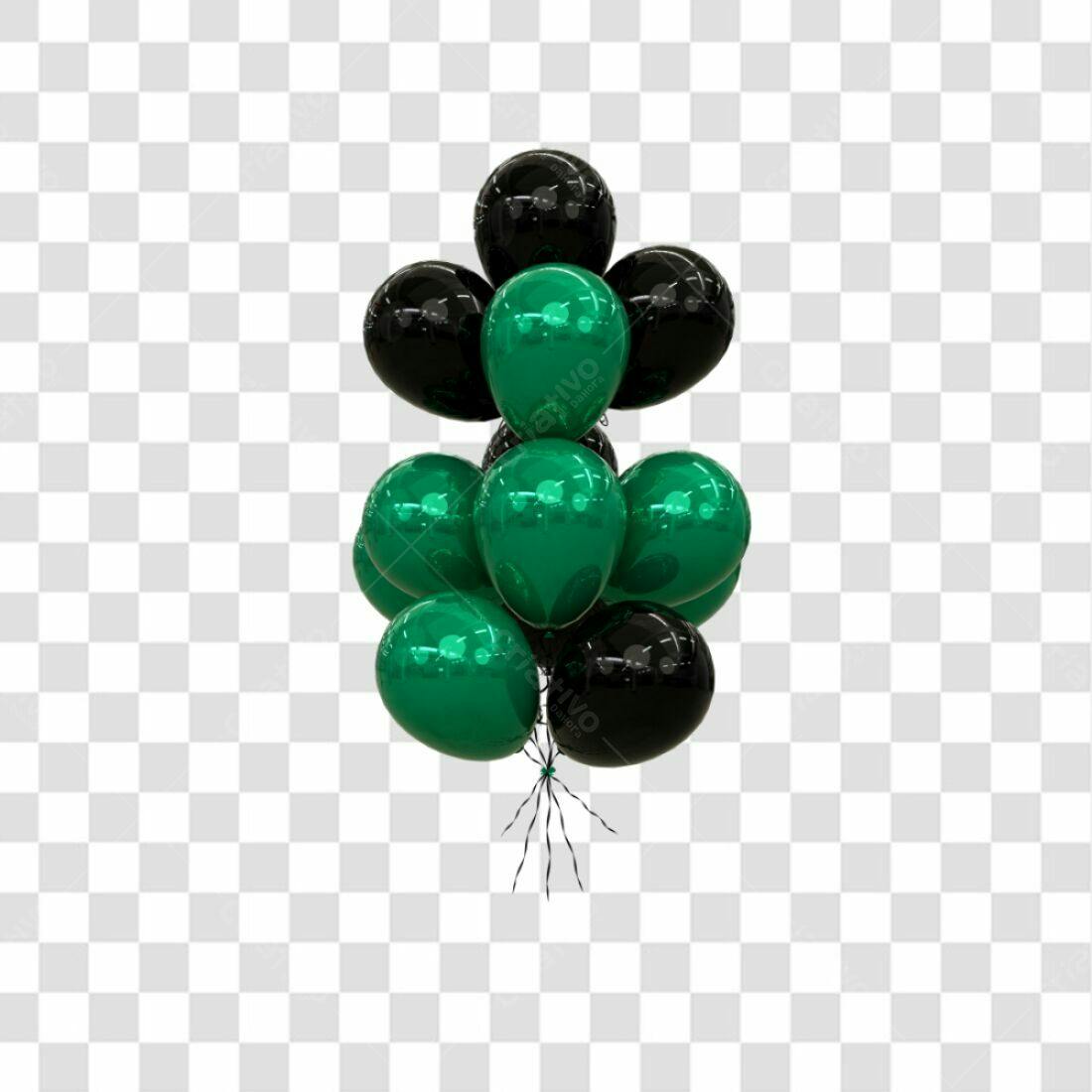 Icone Balões Festa Verde e Preto PNG com fundo transparente
