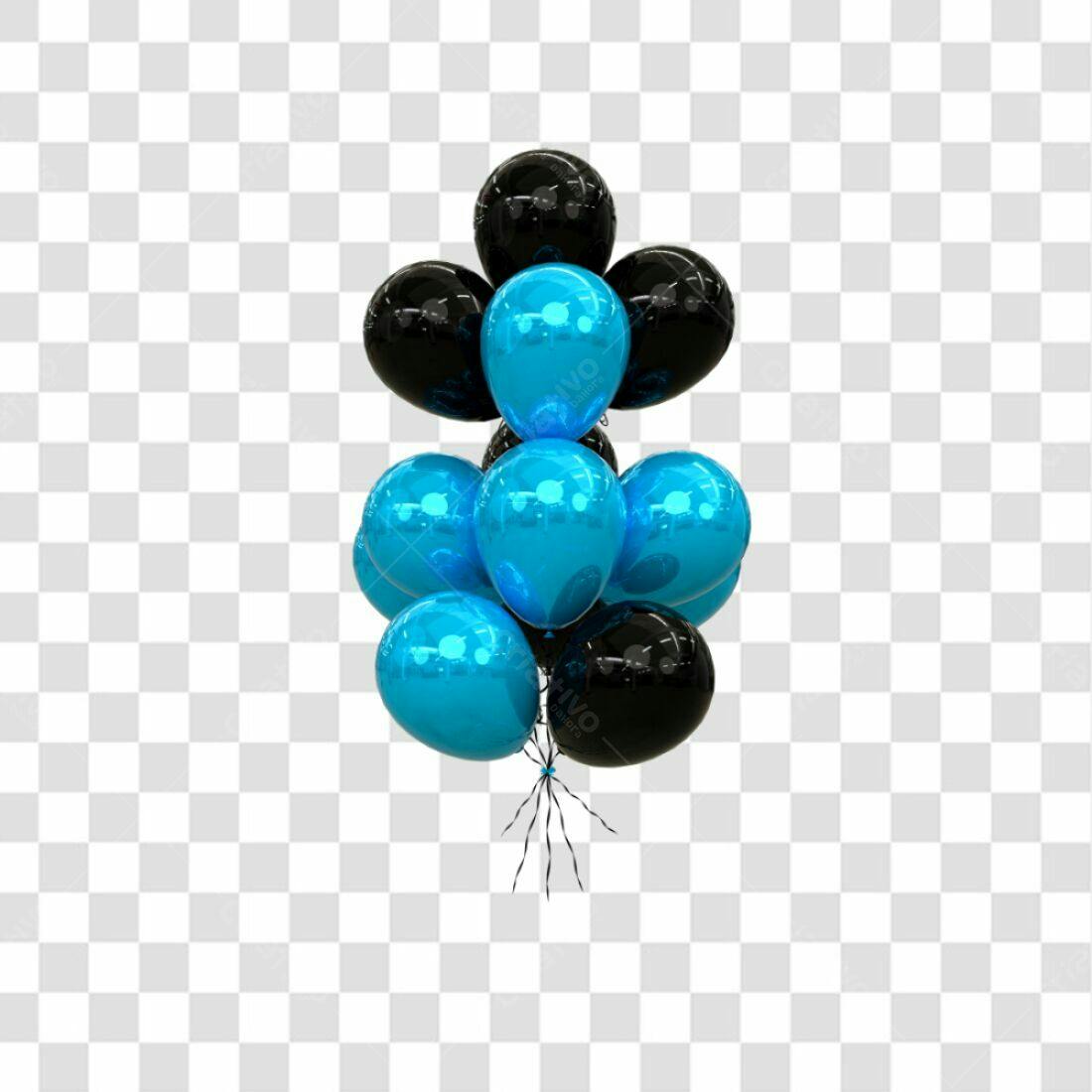 Icone Festa Balões Azul e Preto PNG com fundo transparente