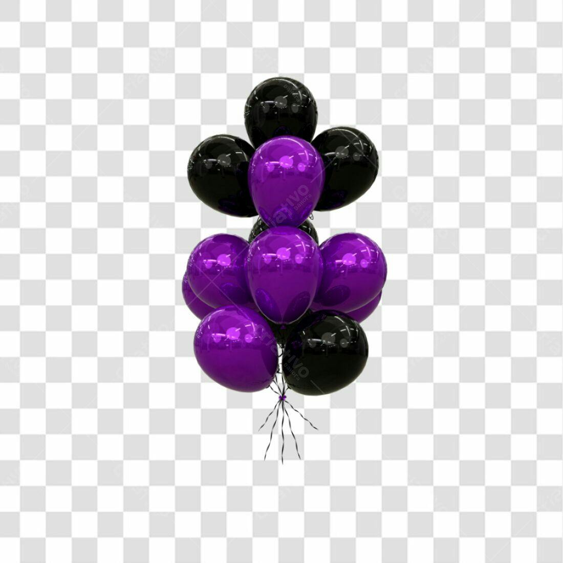 Icone Balões Roxo e Preto PNG com fundo transparente