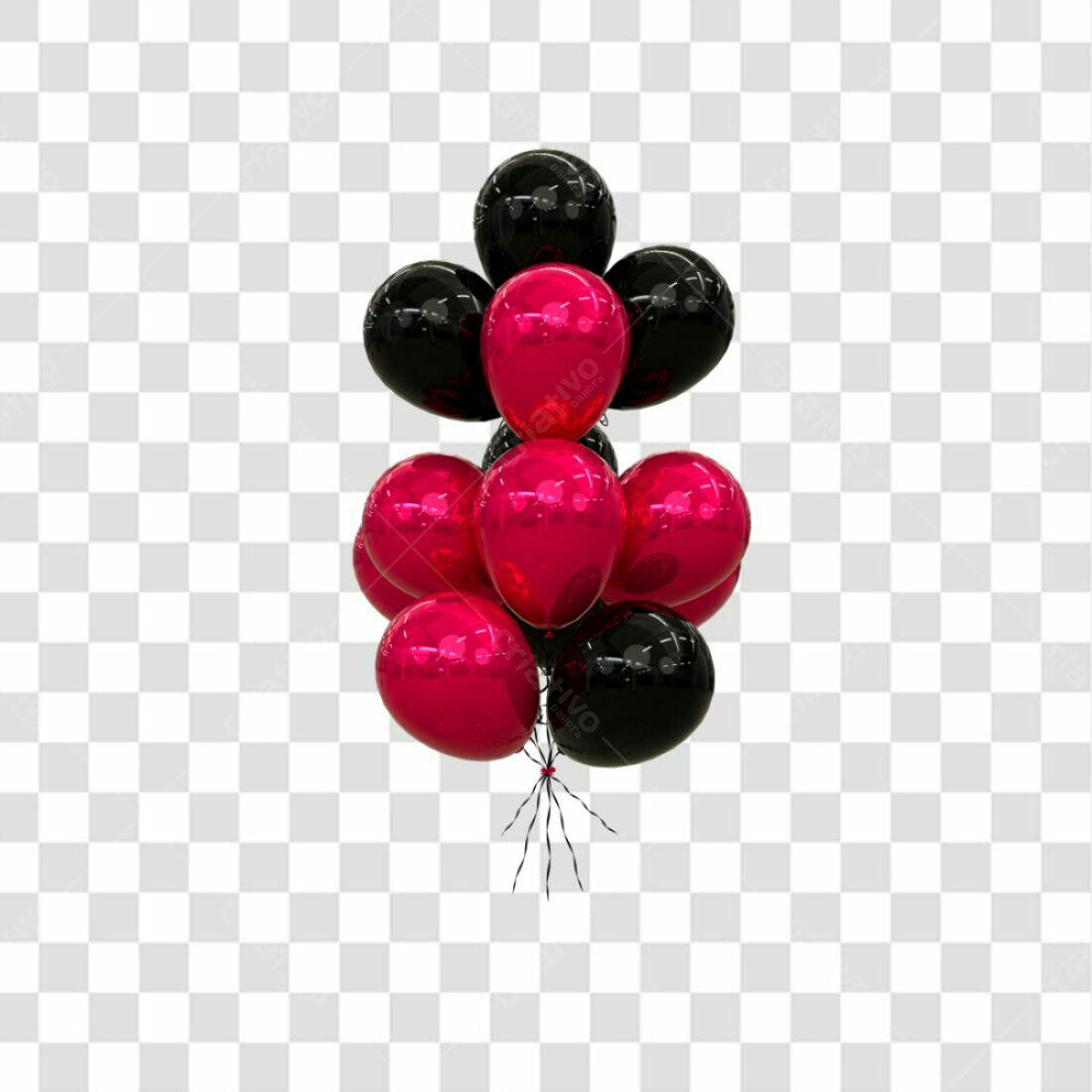 Icone Balões Vermelho e Preto PNG com fundo transparente