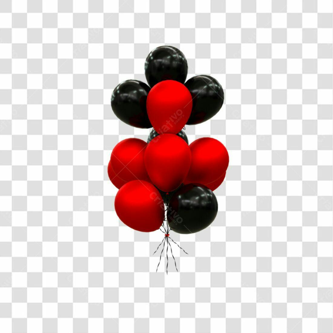 Icone Festa Balões Vermelhos e Pretos PNG com fundo transparente