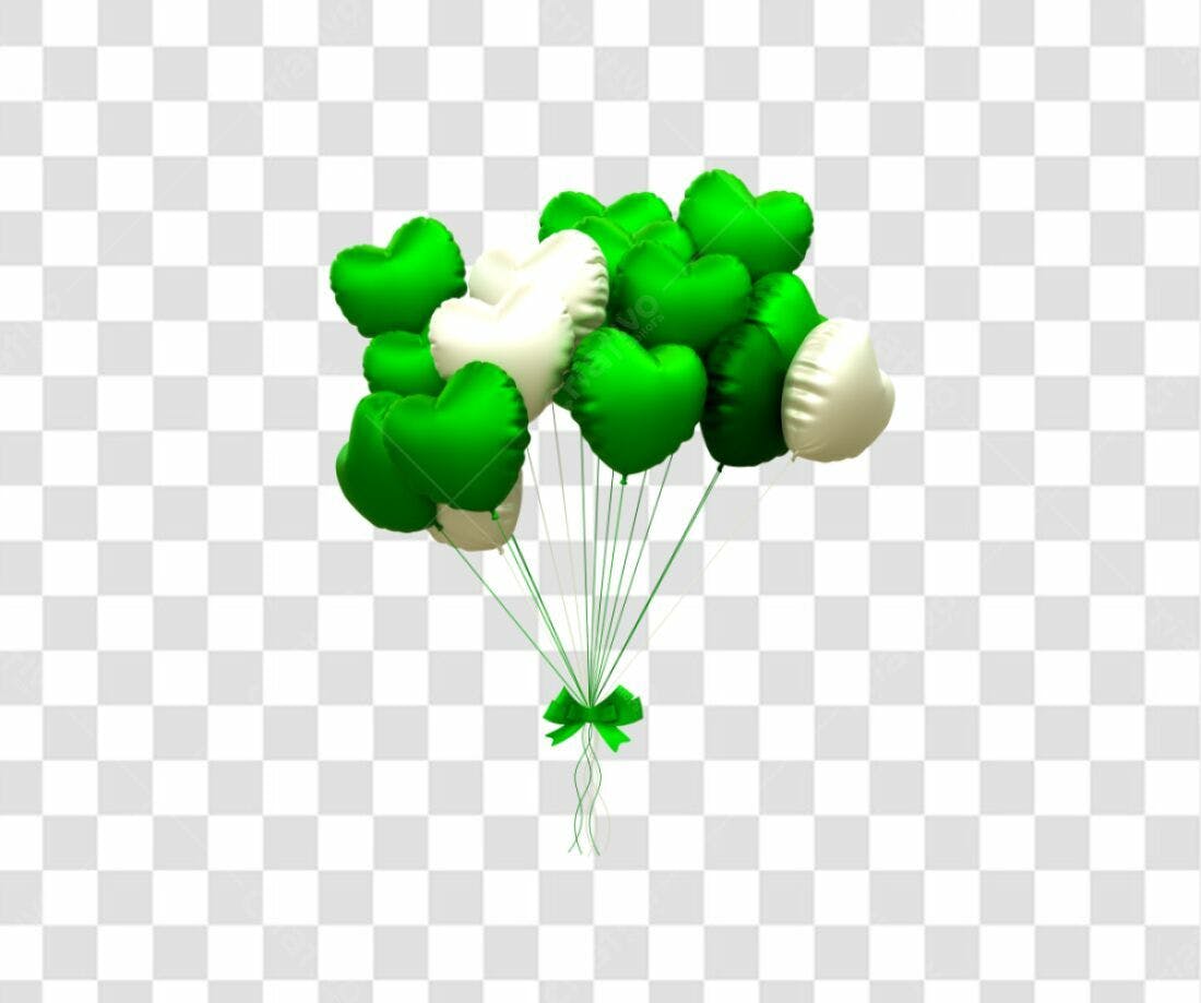 Icone Dia dos Namorados Balões Verde e Branco PNG com fundo transparente