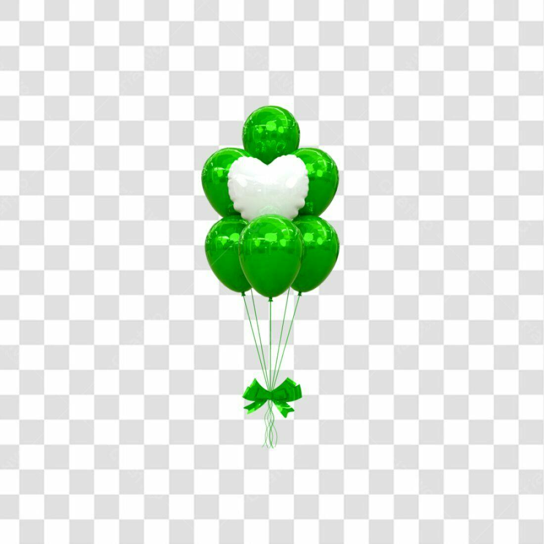 Icone Balões Verde e Branco PNG com fundo transparente