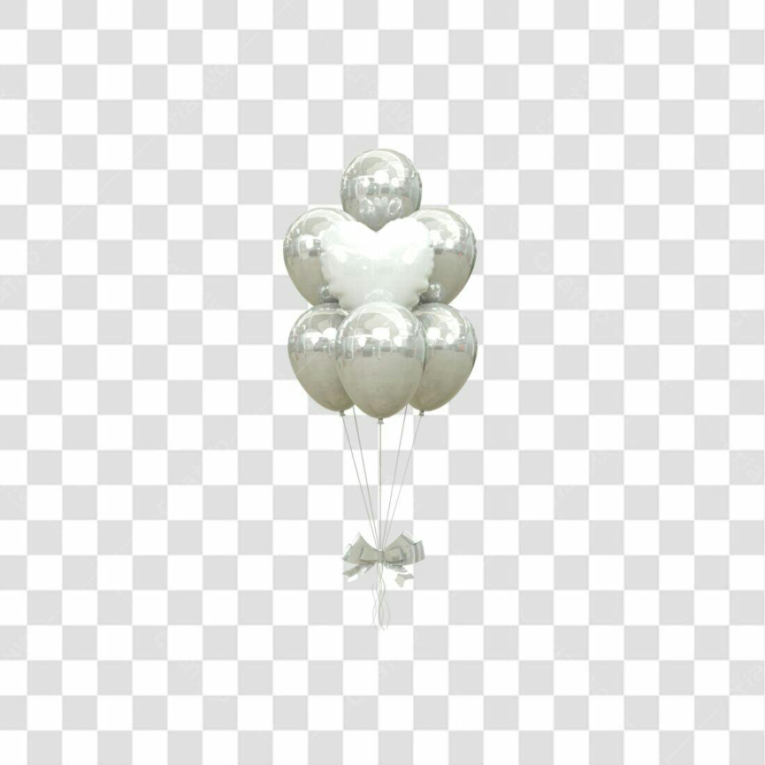 Icone Balões Prata e Branco PNG com fundo transparente