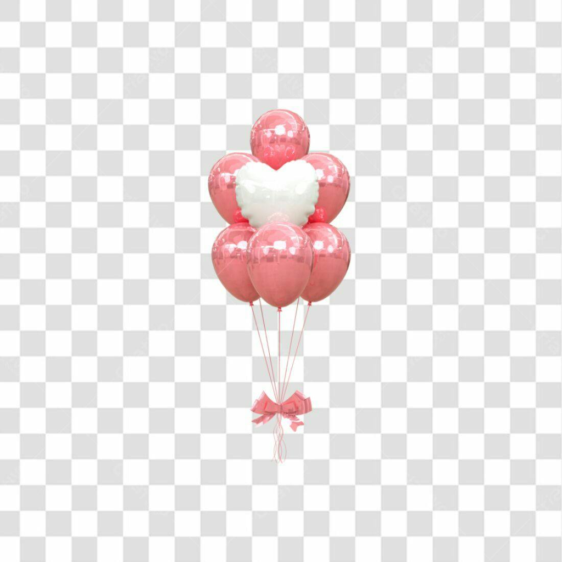 Icone Balões Rosa Dia dos Namorados PNG com fundo transparente