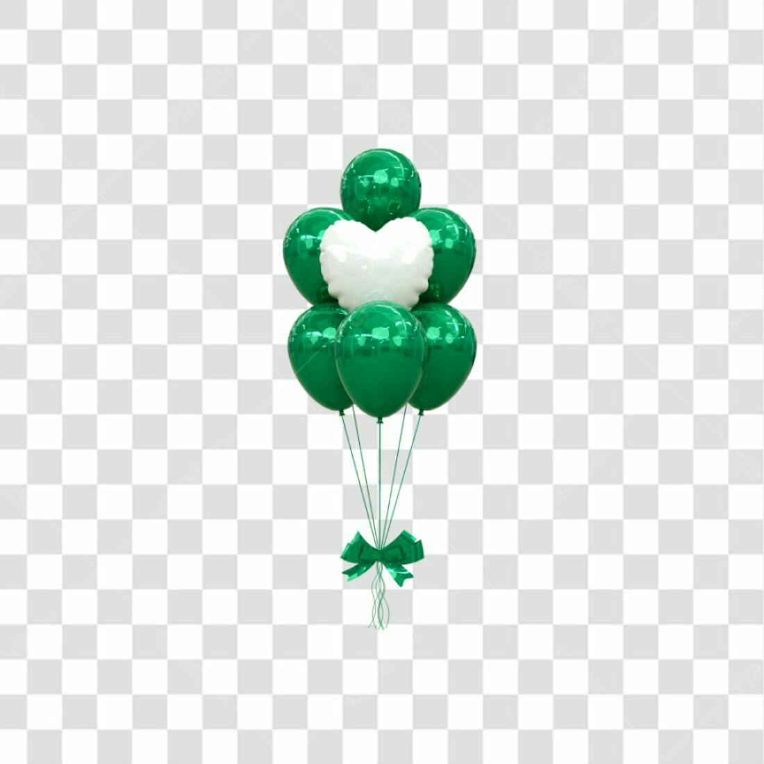 Icone Balões Verde e Branco PNG com fundo transparente