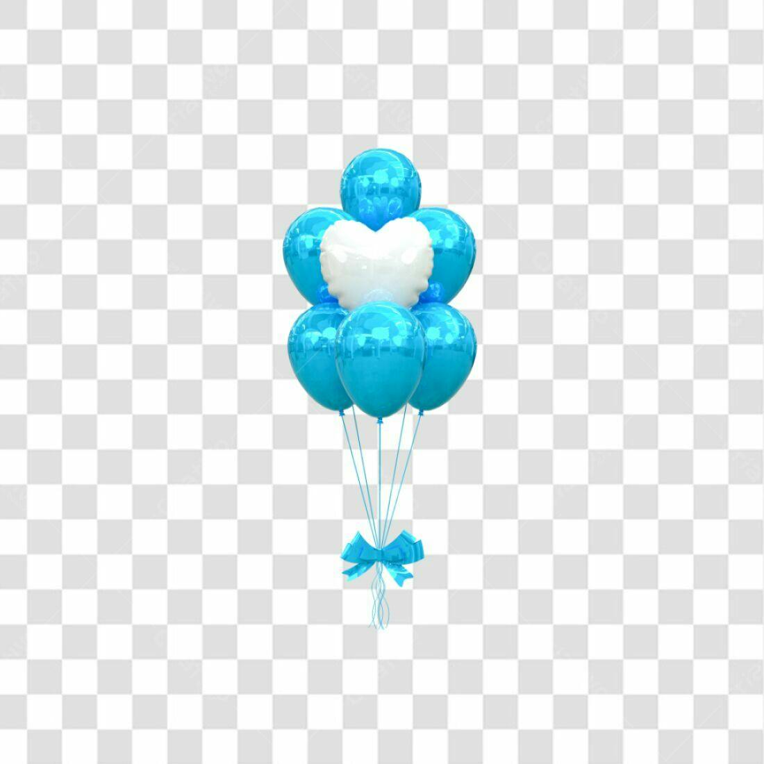 Icone Balões Aniversário Azul e Branco PNG com fundo transparente