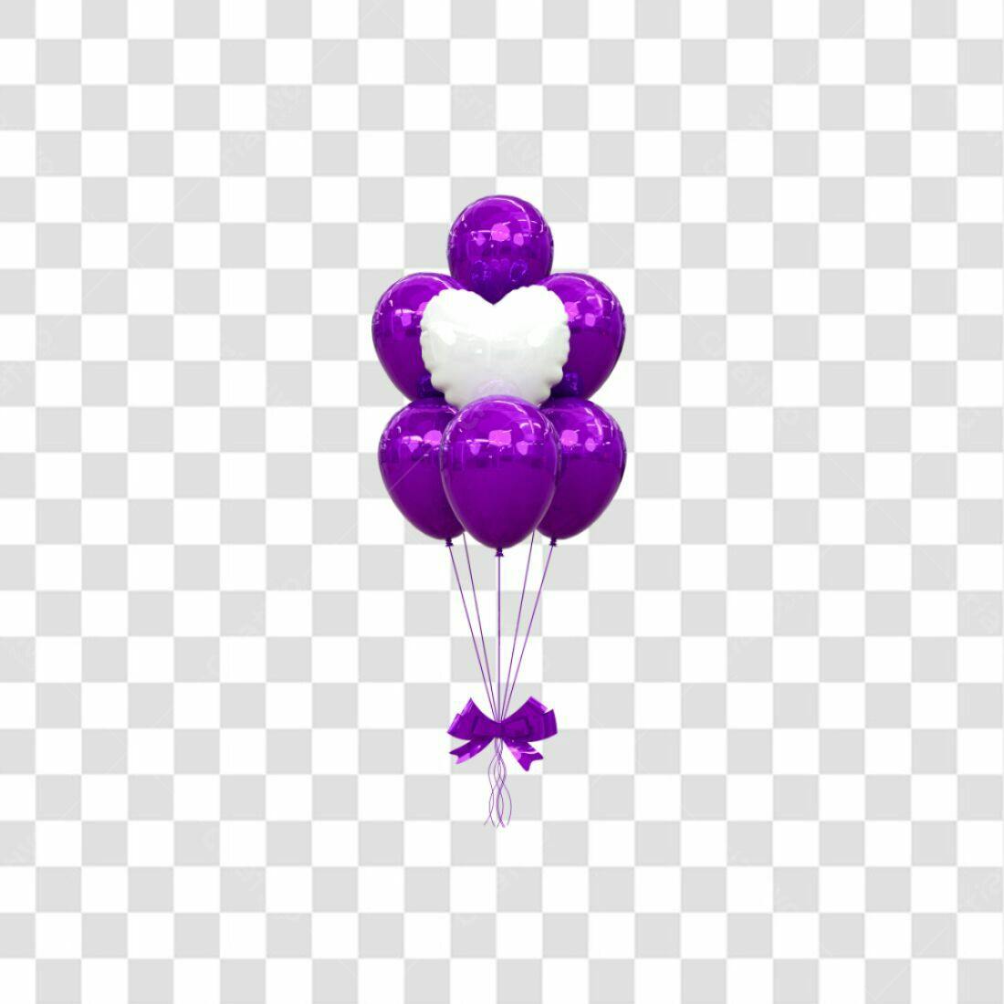 Icone Dia dos Namorados Balões Roxo PNG com fundo transparente