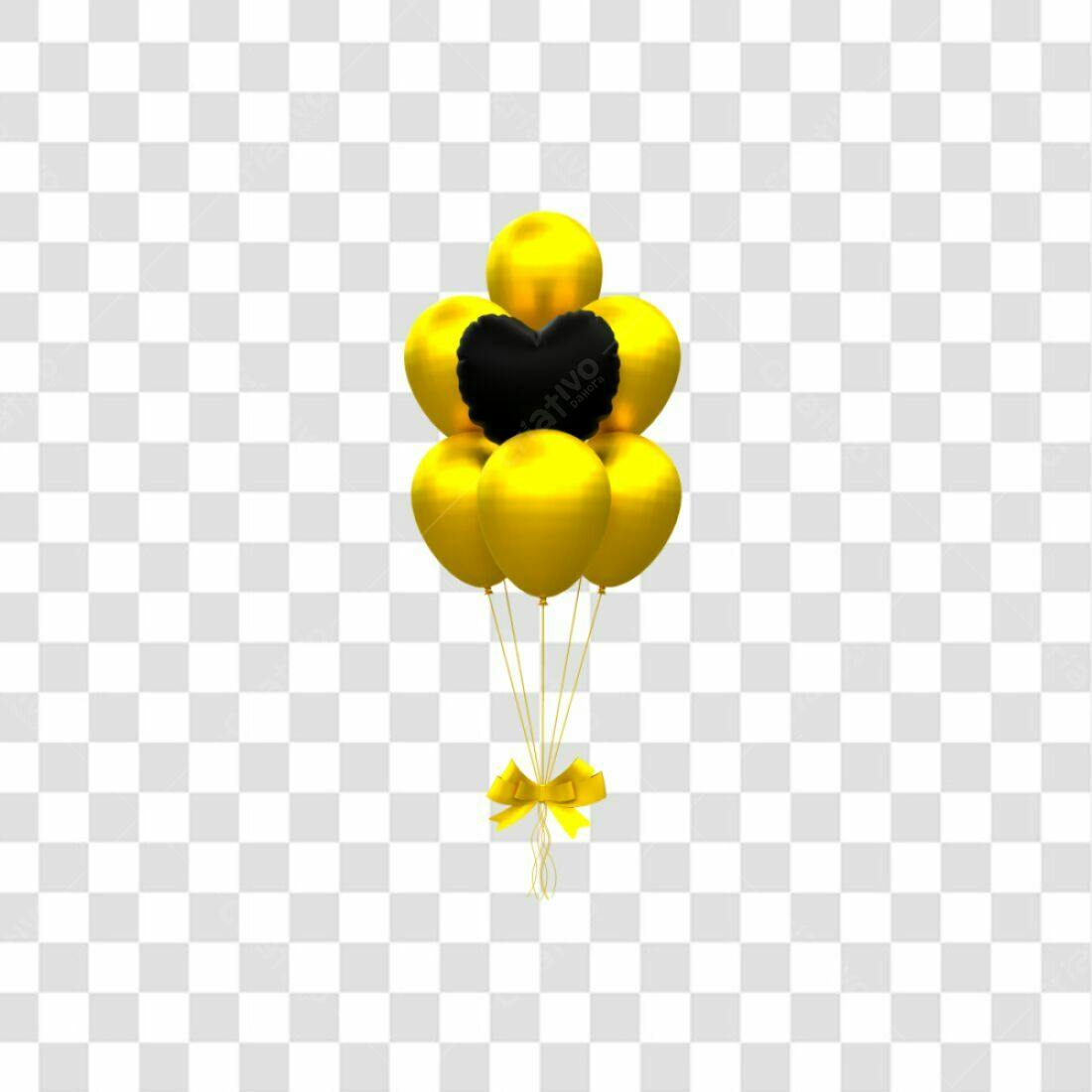 Icone Balões Amarelo e Preto PNG com fundo transparente