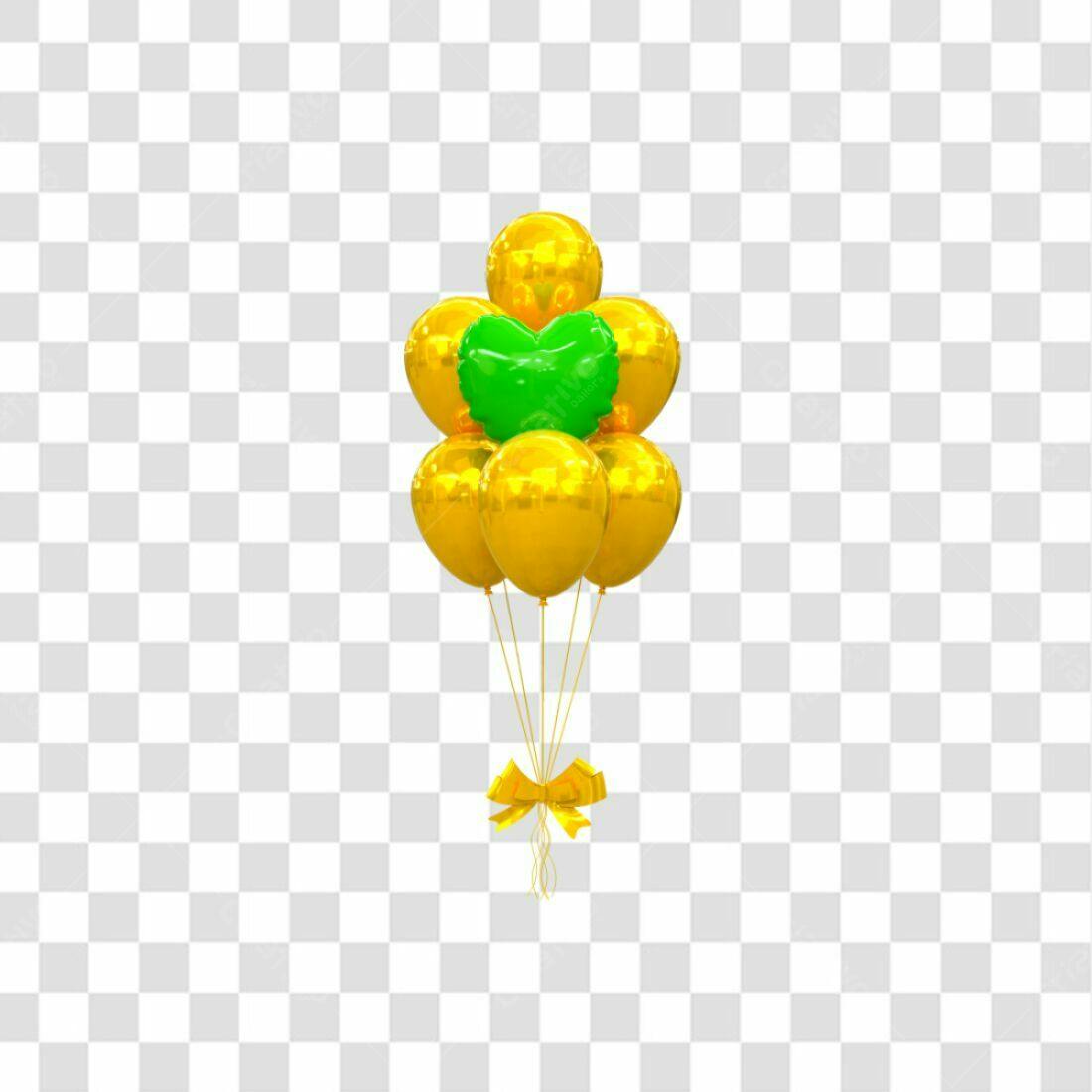 Icone Festa Balões Amarelos e Verdes PNG com fundo transparente