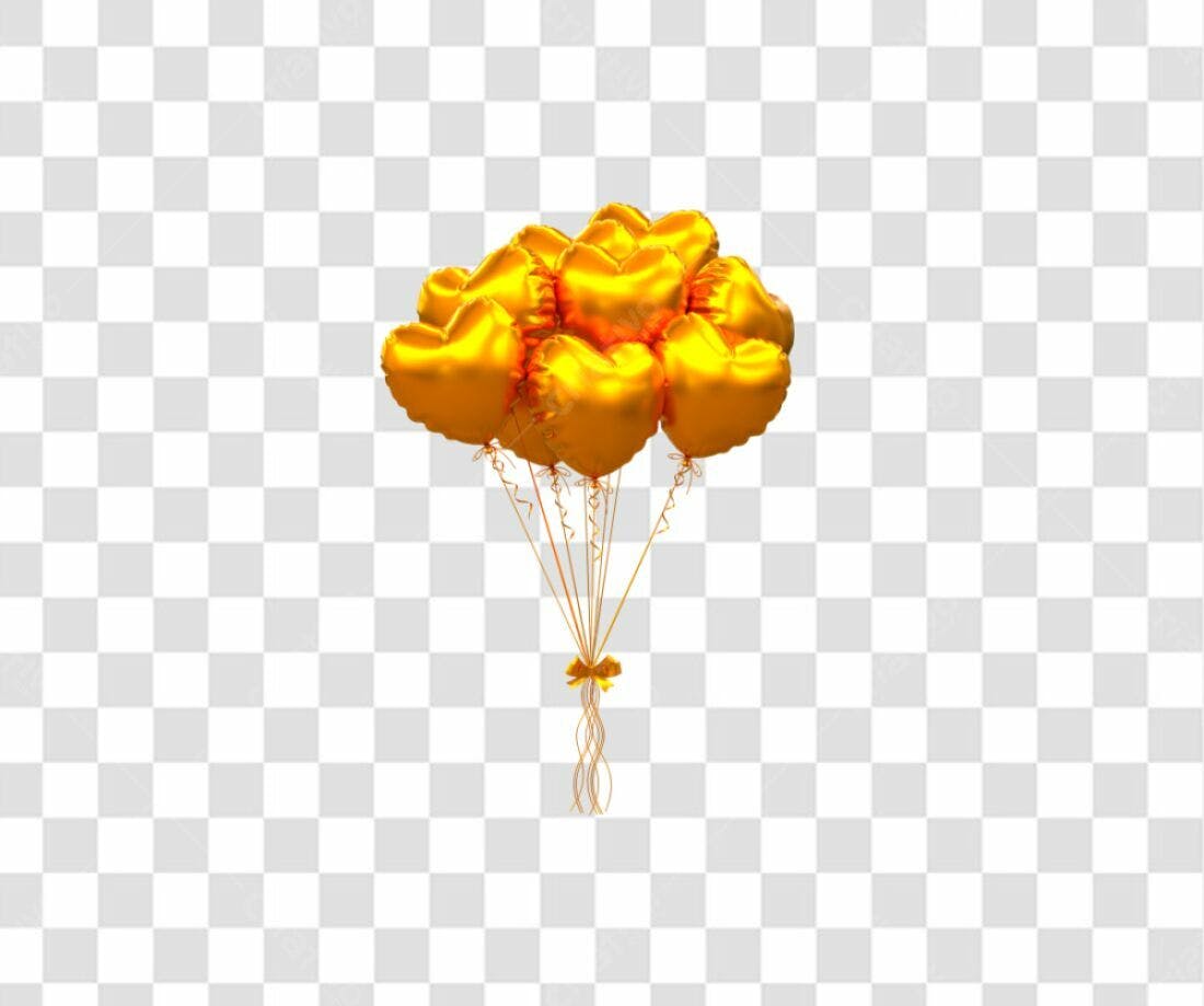 Icone Dia dos Namorados Balões Dourados PNG com fundo transparente