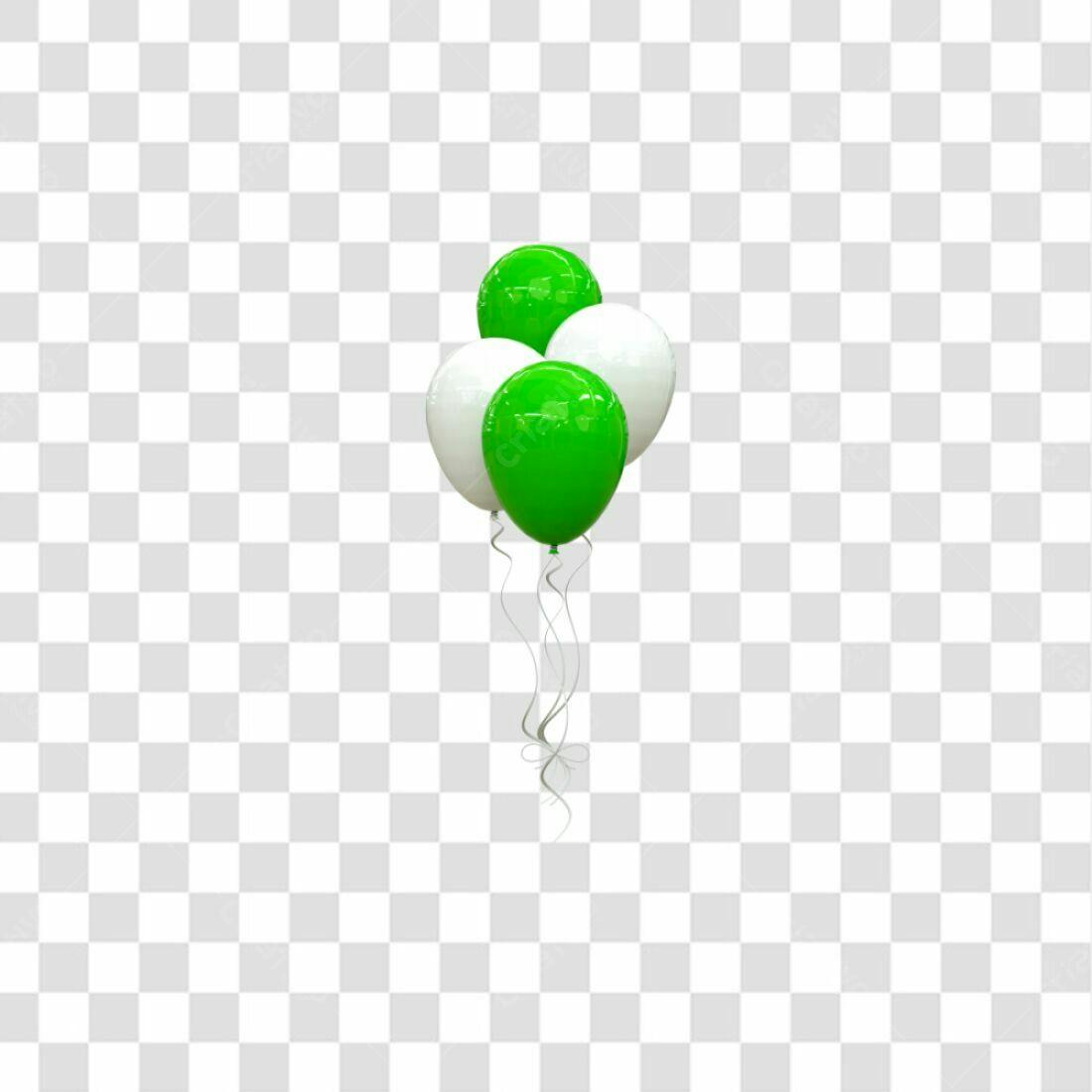 Icone Festa Balões Verde e Branco PNG com fundo transparente