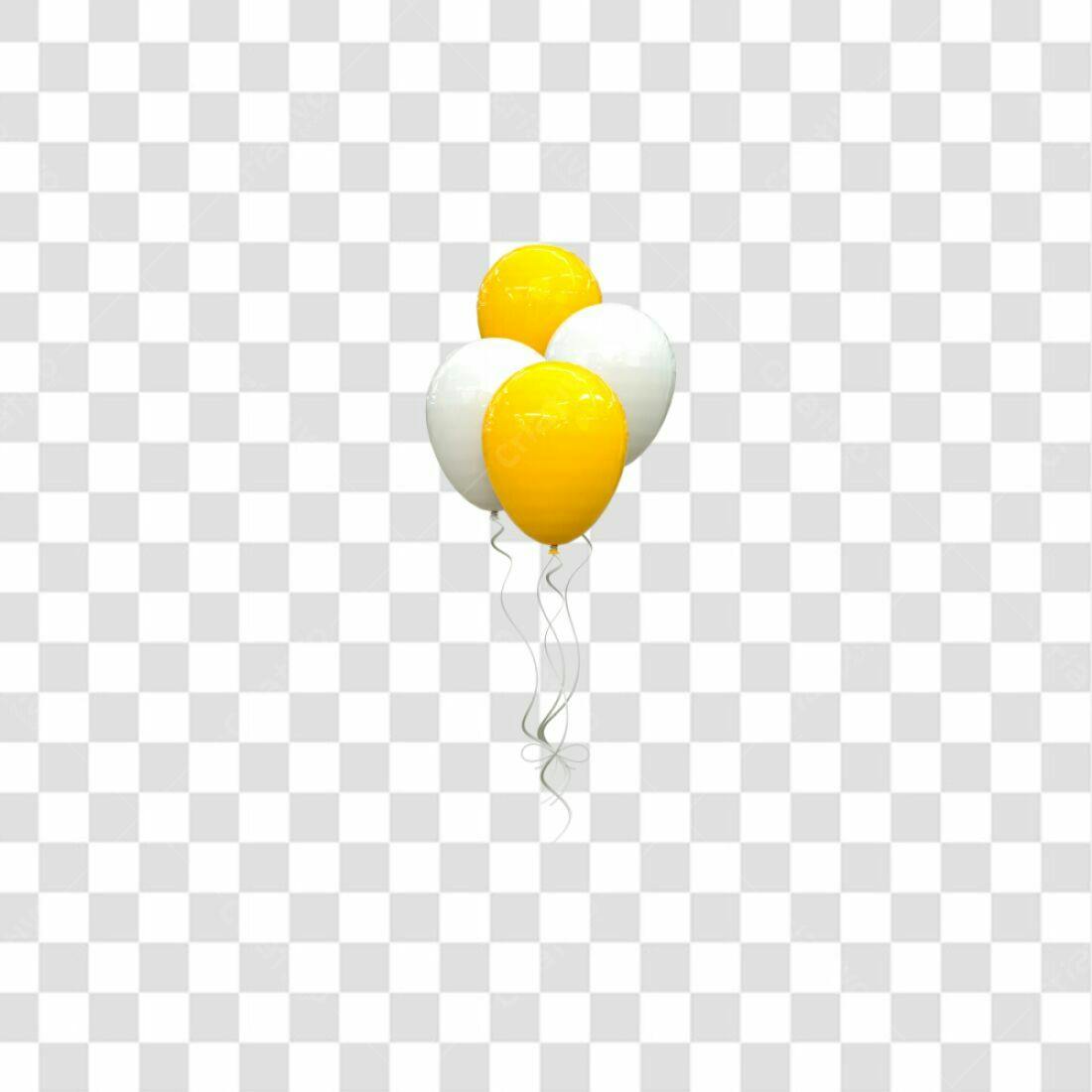 Icone Festa Balões Amarelo e Branco PNG com fundo transparente