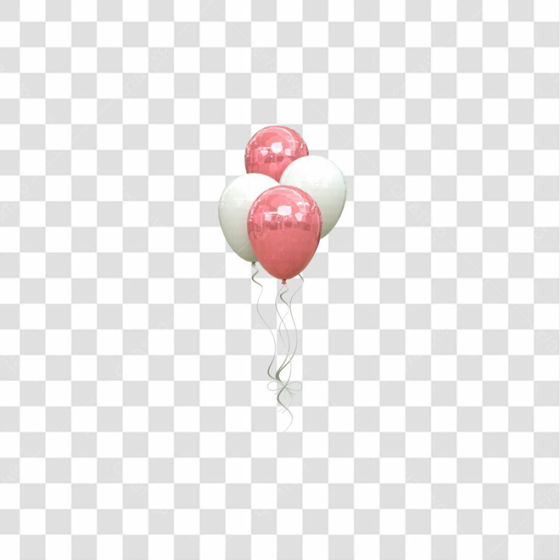 Icone Festa Balões Rosa e Branco PNG com fundo transparente