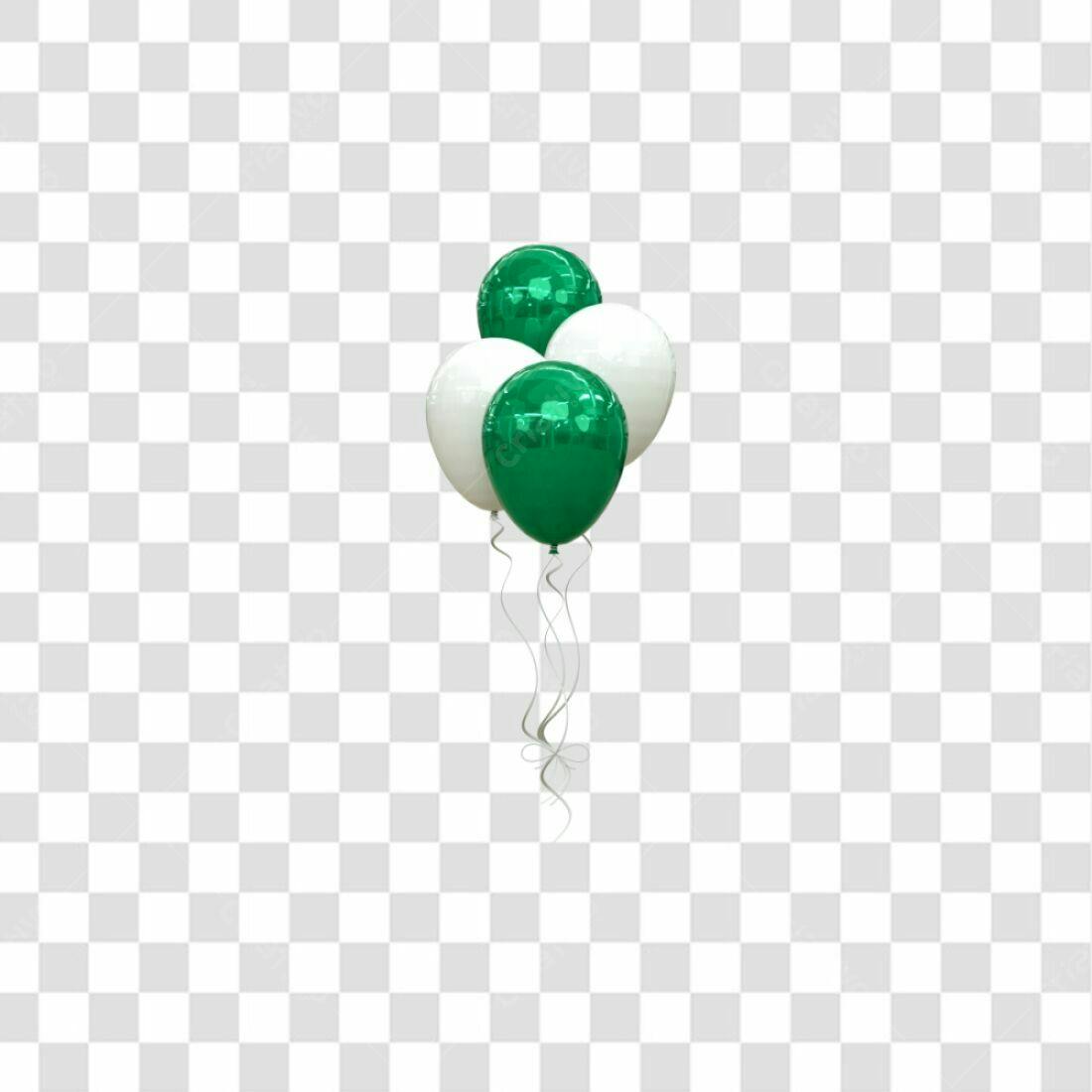 Icones de Balões Verde e Branco PNG com fundo transparente