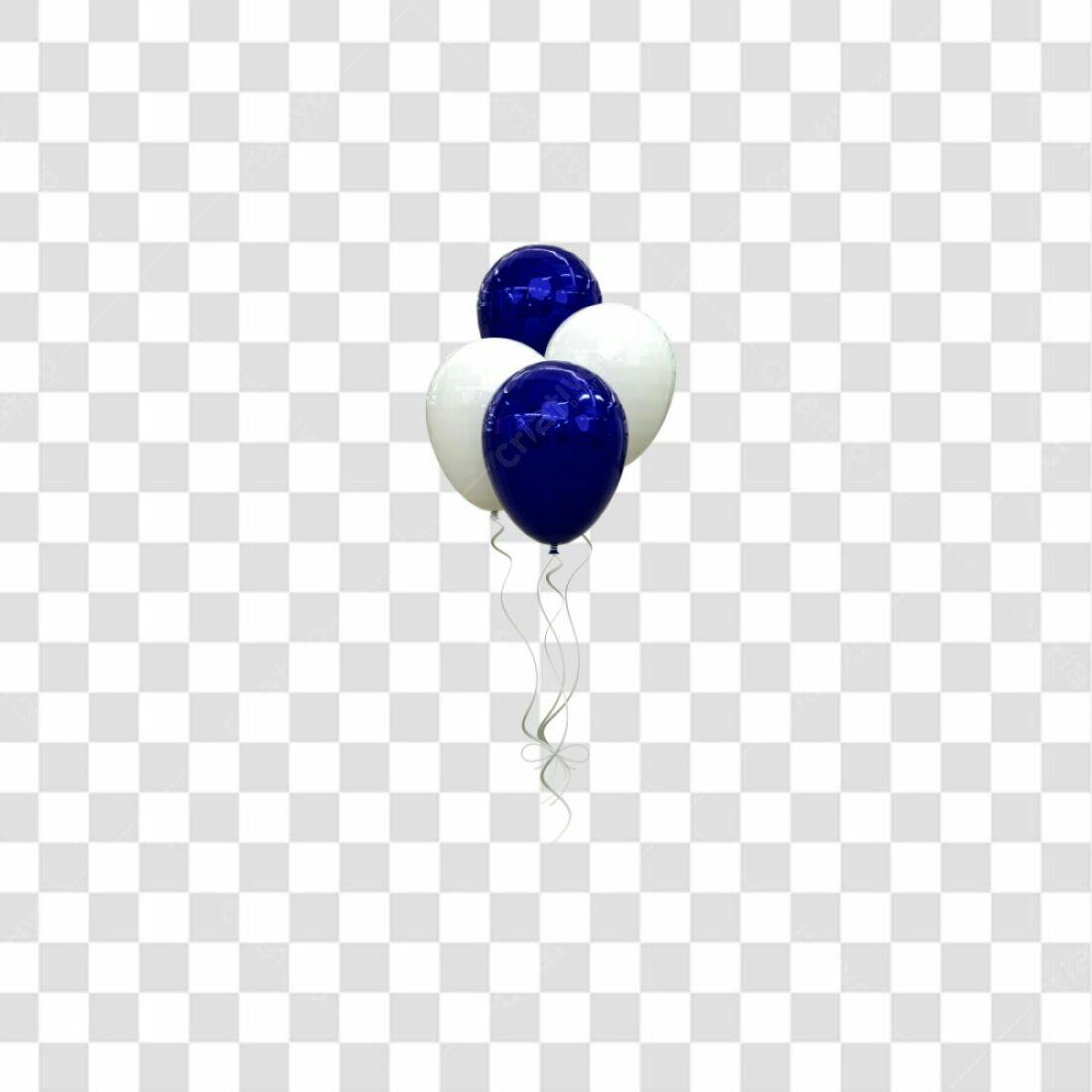 Icone Festa Balões Azul e Branco PNG com fundo transparente