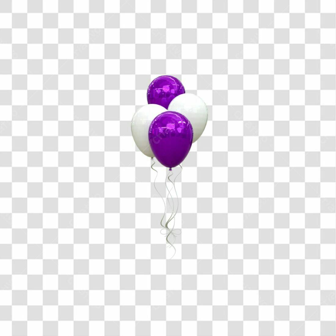Icone Festa Balões Roxo e Branco PNG com fundo transparente