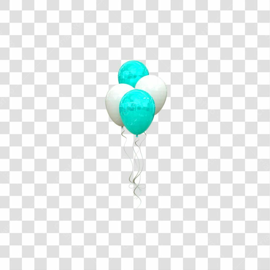 Icone Festa Balões Azul e Branco PNG com fundo transparente