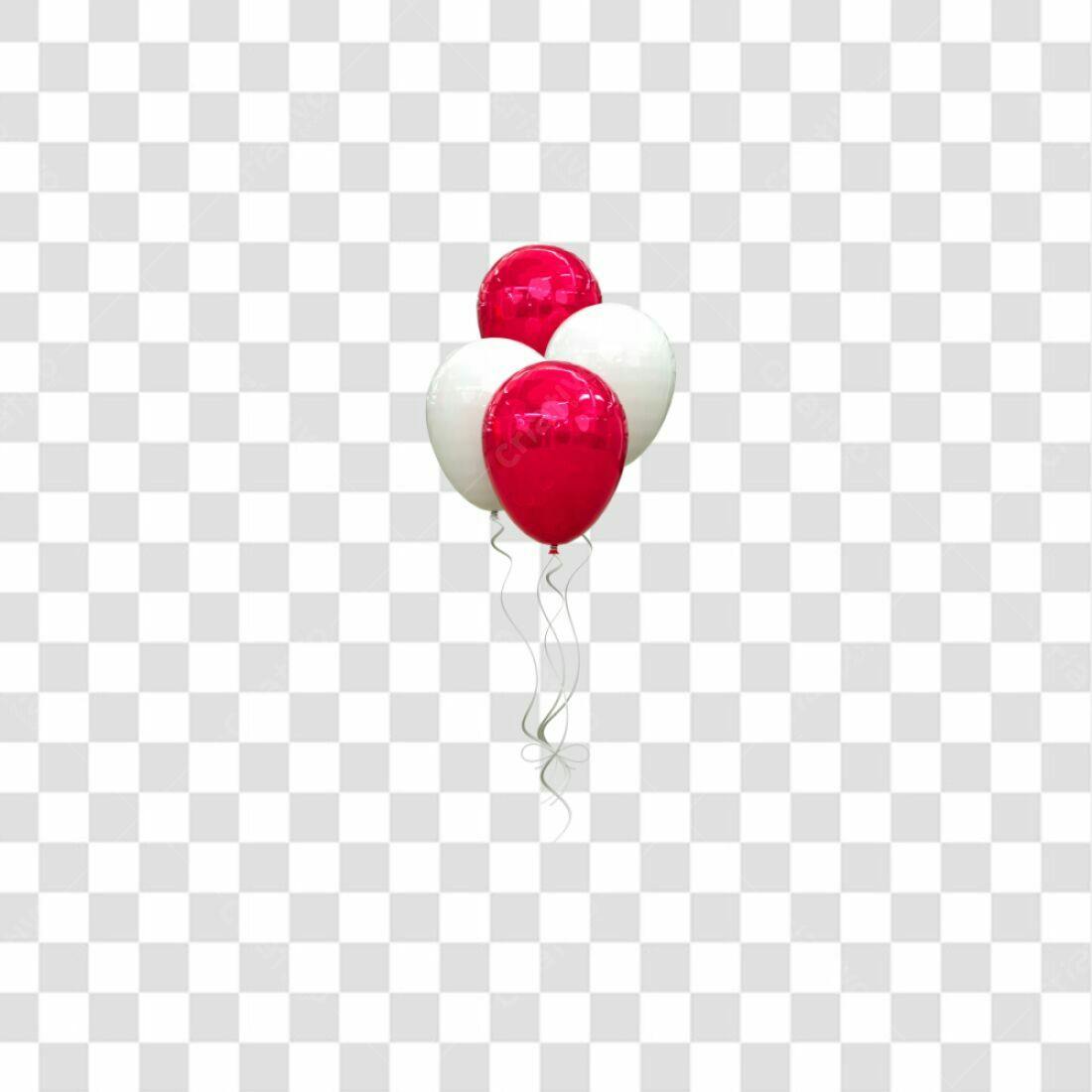 Icone Festa Balões Vermelho e Branco PNG com fundo transparente
