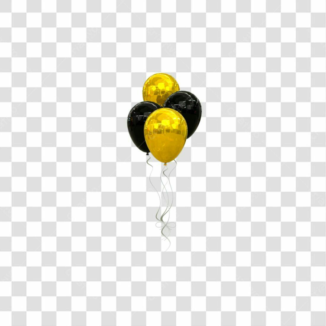 Icone Festa Balões Ouro e Preto PNG com fundo transparente