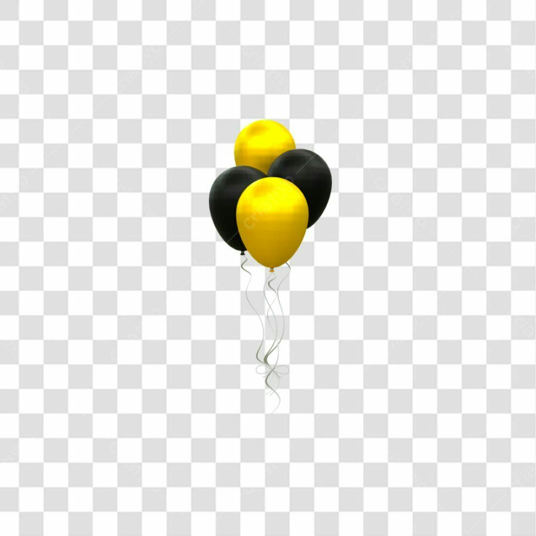 Icone Festa Balões Amarelo e Preto PNG com fundo transparente