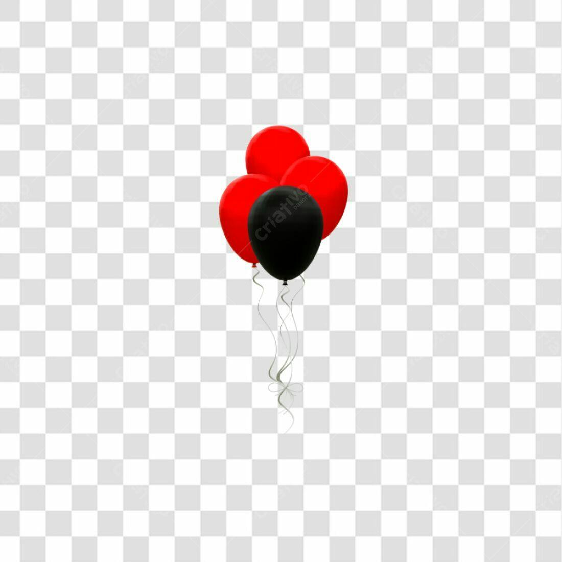 Icones Festa Balões Vermelhos e Pretos PNG com fundo transparente