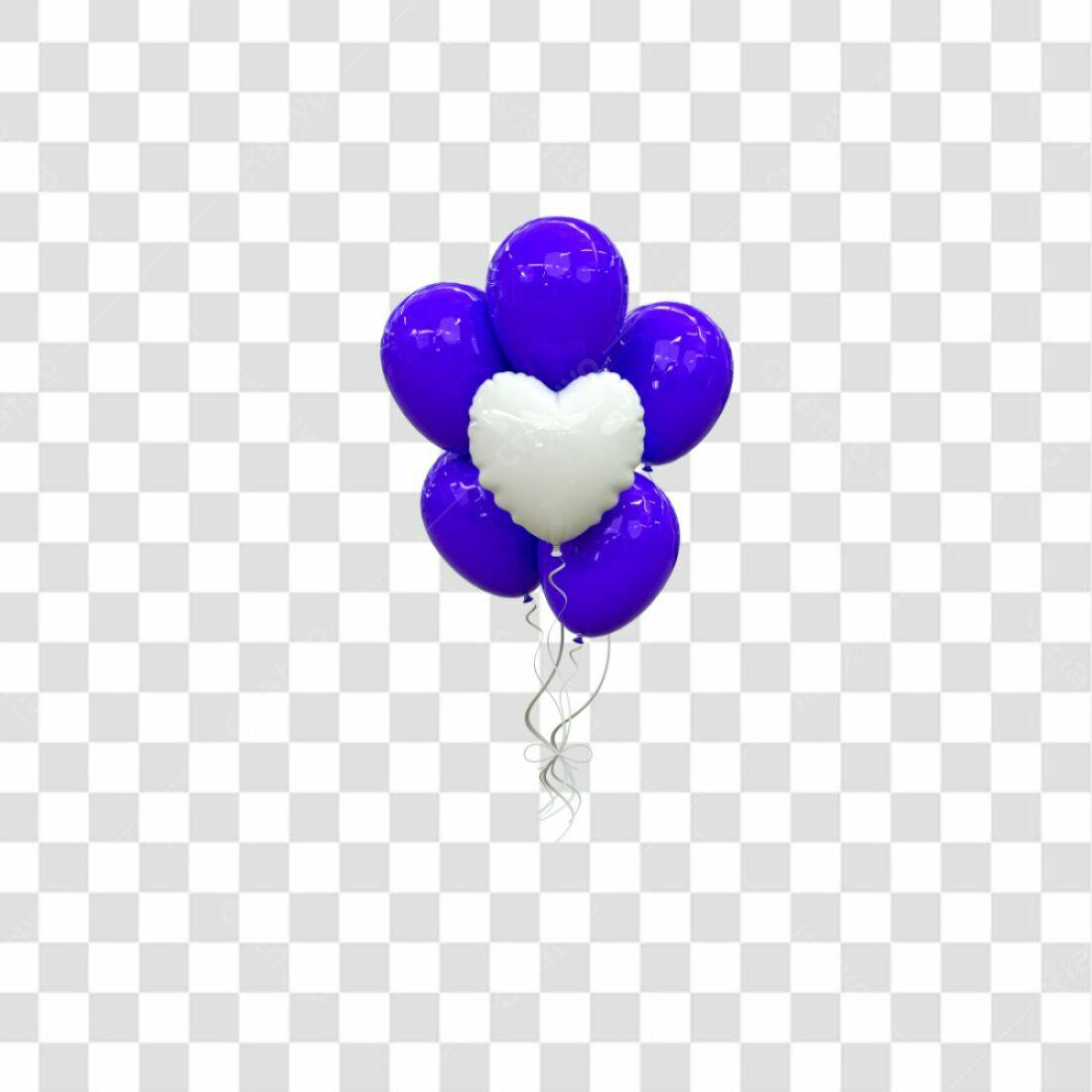Icone Dia dos Namorados Balões Roxo e Branco PNG com fundo transparente