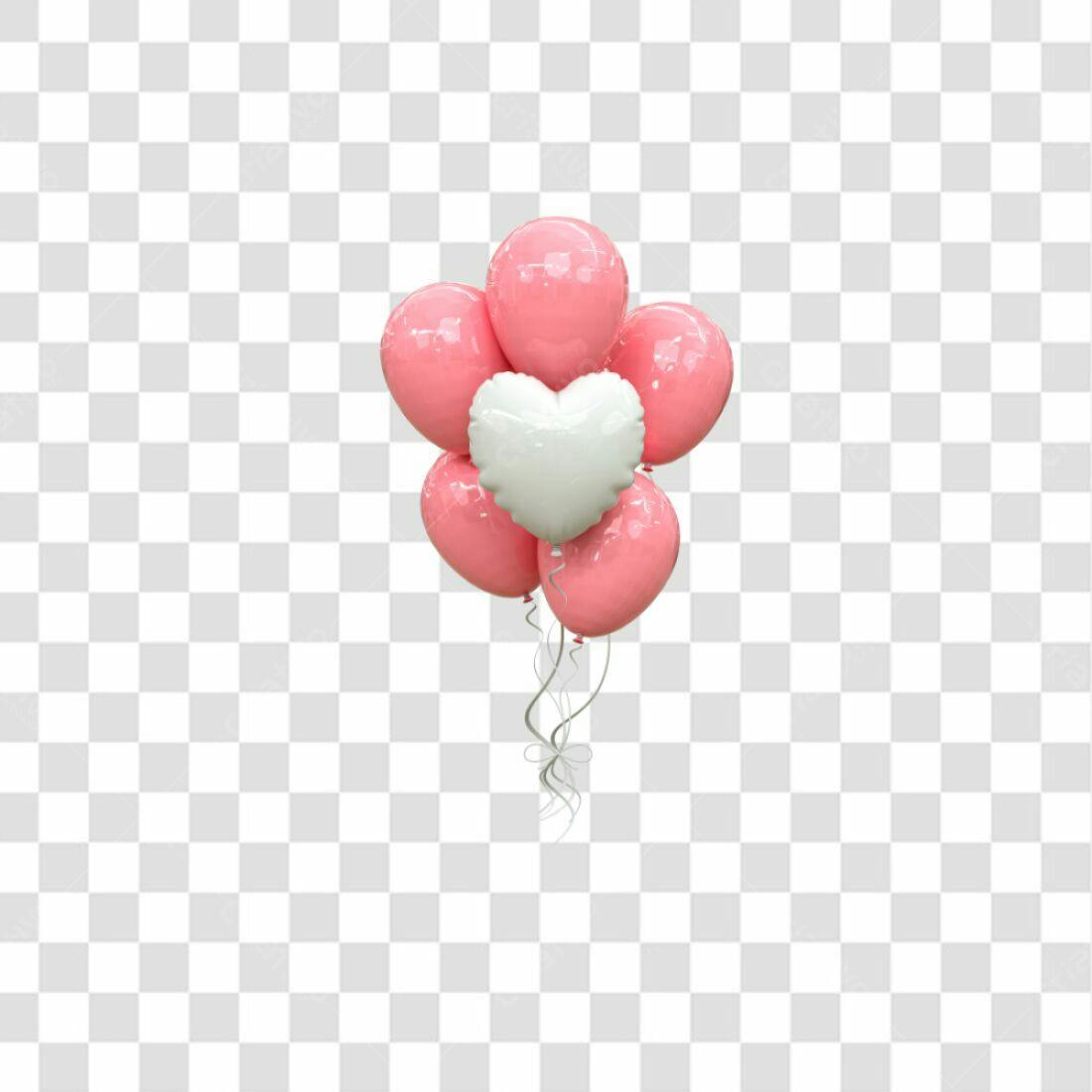 Icone Dia dos Namorados Balões Rosa e Branco PNG com fundo transparente