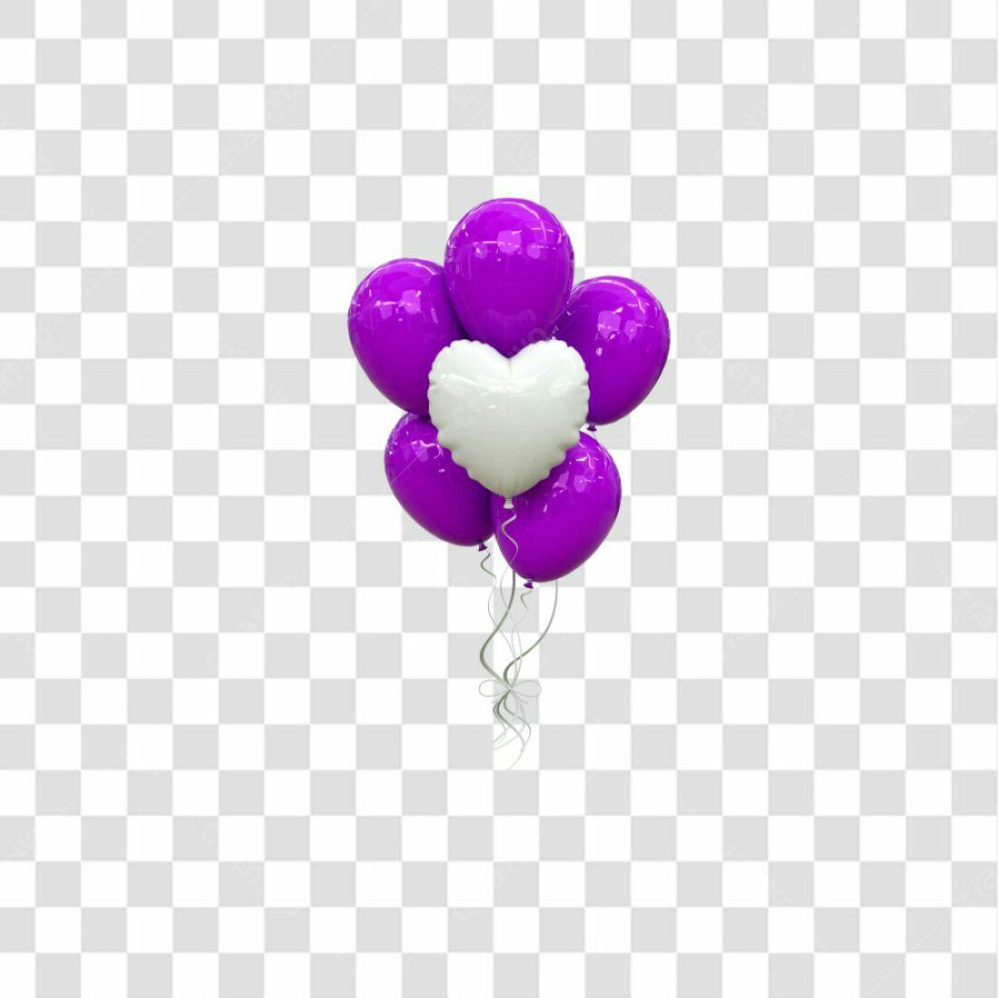 Icone Dia dos Namorados Balões Roxo e Branco PNG com fundo transparente
