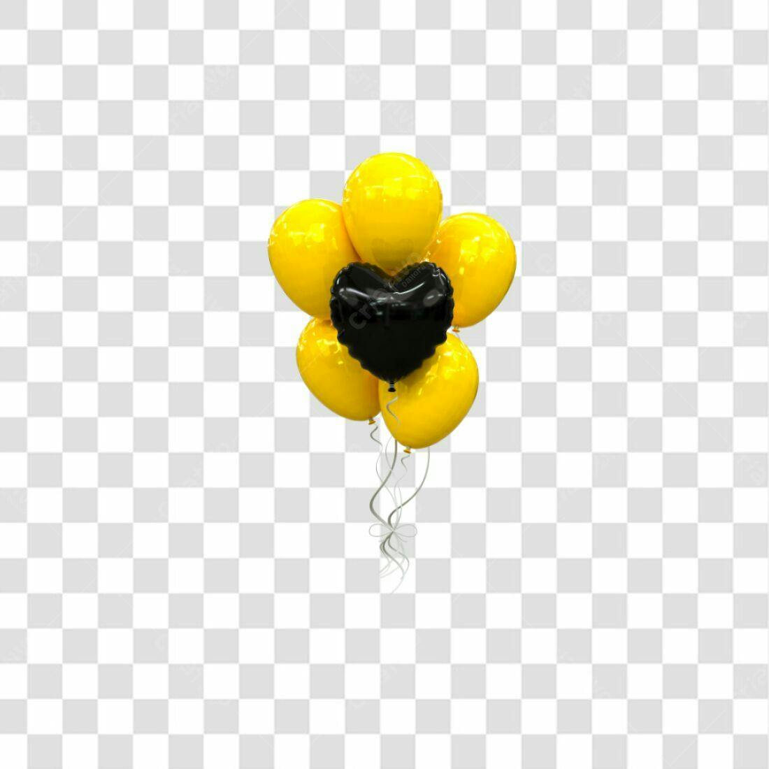 Icone Balões Amarelos e Pretos PNG com fundo transparente